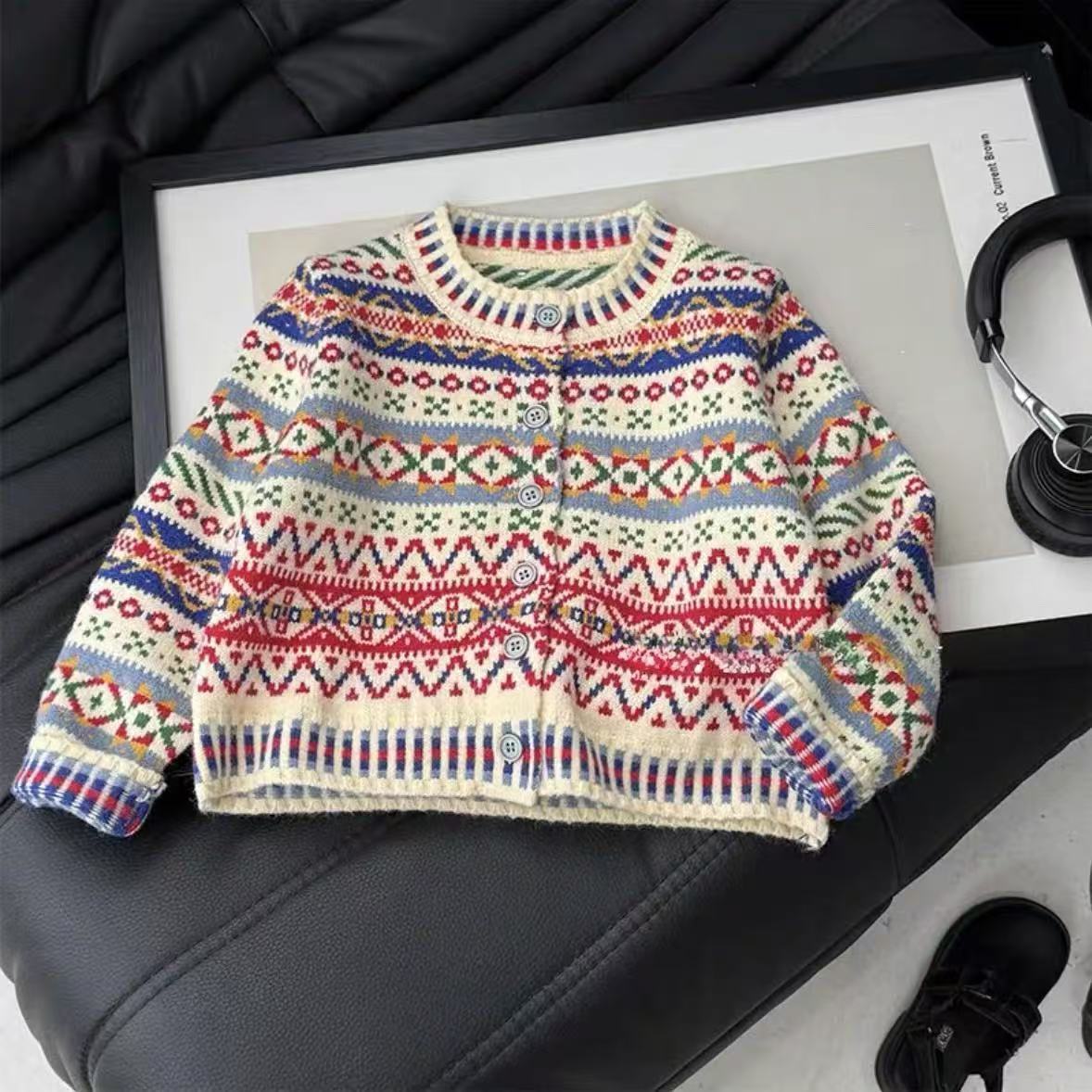 Kids Ethnic Fashion - 여자 패션 니트 가디건 가을 겨울