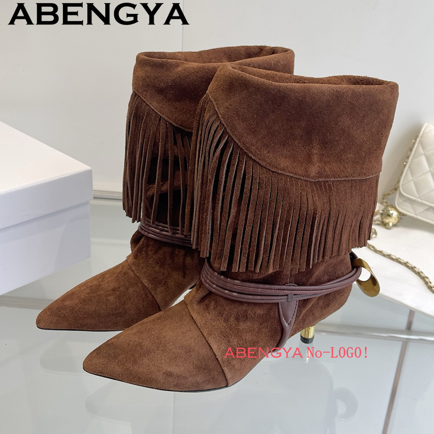 스웨이드 가죽 엣지 태슬 디자인 첼시 부츠 여성 패션  - The Ethnic Fashion 리뷰 및 가격