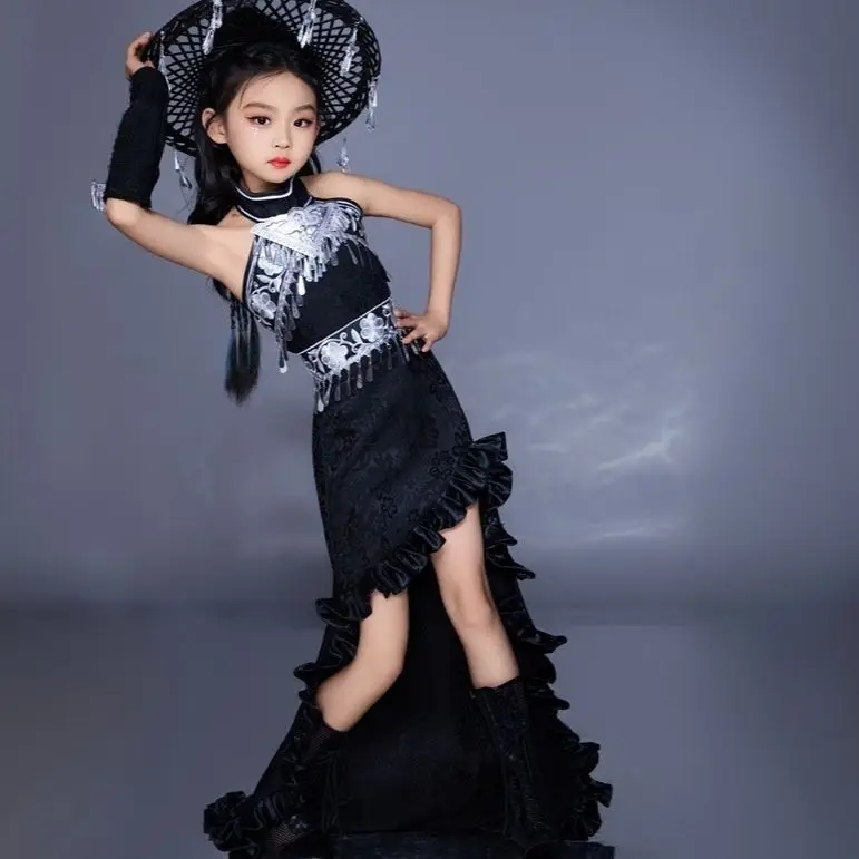 어린이 정장 트레일링 스커트 중국 민족 의상 런웨이 블 - Ethnic Dress Fashion Show 리뷰 및 가격