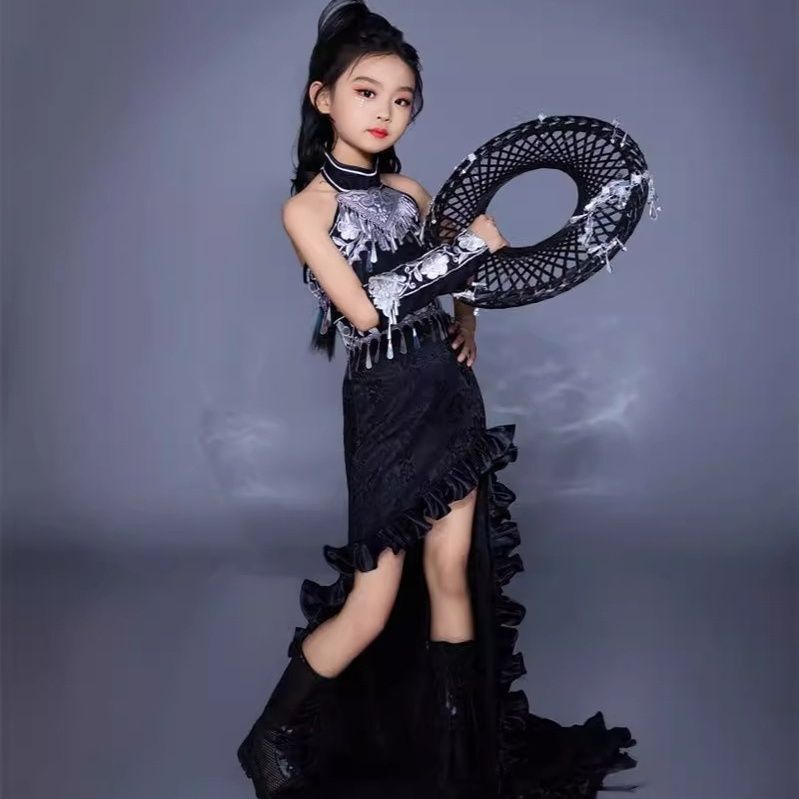 어린이 정장 트레일링 스커트 중국 민족 의상 런웨이 블 - Ethnic Dress Fashion Show 리뷰 및 가격