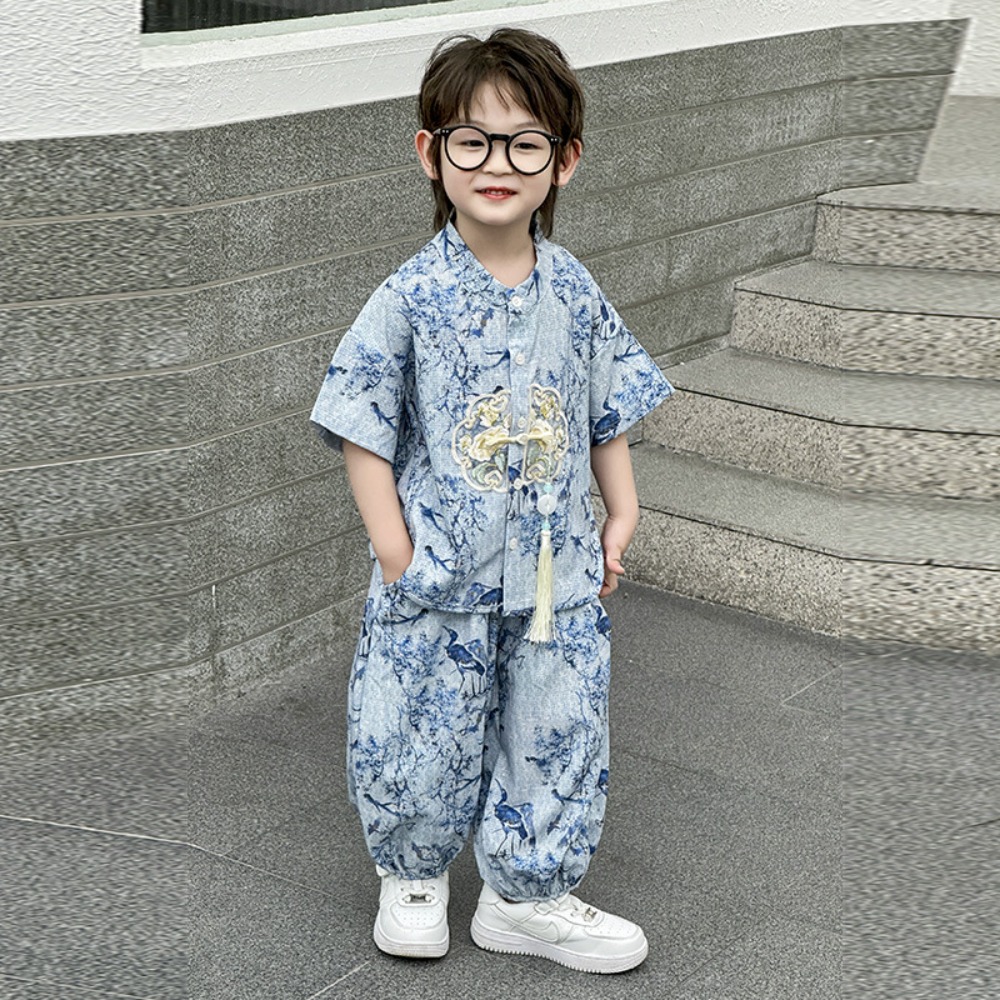 소년 세트 코스프레 공연 의상 여름 캐주얼 쿵푸 유니폼 - Kids Ethnic Fashion 리뷰 및 가격